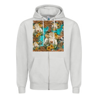 Dove Grey sunflowers charolais cow seamless pattern Zipper Hoodie - HRA Design Shop