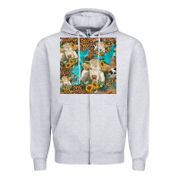 Heather Grey sunflowers charolais cow seamless pattern Zipper Hoodie - HRA Design Shop