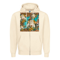 Sandshell sunflowers charolais cow seamless pattern Zipper Hoodie - HRA Design Shop