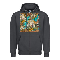 Smoke sunflowers charolais cow seamless pattern Zipper Hoodie - HRA Design Shop