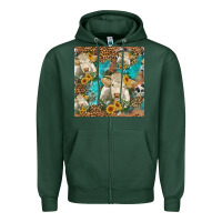 Sports Green sunflowers charolais cow seamless pattern Zipper Hoodie - HRA Design Shop
