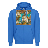 True Royal sunflowers charolais cow seamless pattern Zipper Hoodie - HRA Design Shop