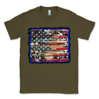 Army Green american flag with cowhide background Classic Tee - RanaPortraitStore