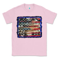 Bubblegum Pink american flag with cowhide background Classic Tee - RanaPortraitStore