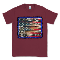 Burgundy american flag with cowhide background Classic Tee - RanaPortraitStore