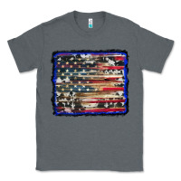 Charcoal Heather american flag with cowhide background Classic Tee - RanaPortraitStore