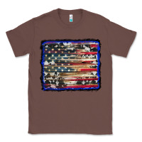 Chestnut american flag with cowhide background Classic Tee - RanaPortraitStore