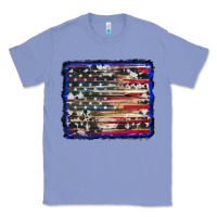 Colony Blue american flag with cowhide background Classic Tee - RanaPortraitStore