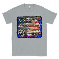 Heather Grey american flag with cowhide background Classic Tee - RanaPortraitStore