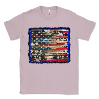 Lilac american flag with cowhide background Classic Tee - RanaPortraitStore