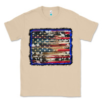 Mushroom american flag with cowhide background Classic Tee - RanaPortraitStore