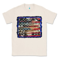 Natural american flag with cowhide background Classic Tee - RanaPortraitStore
