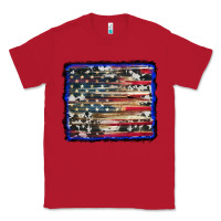 Red american flag with cowhide background Classic Tee - RanaPortraitStore