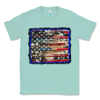 Seafoam american flag with cowhide background Classic Tee - RanaPortraitStore