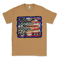 Toasted Coconut american flag with cowhide background Classic Tee - RanaPortraitStore