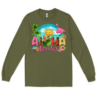 Army Green aloha beaches Long Sleeve Tee - texasbilliewilder