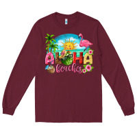 Burgundy aloha beaches Long Sleeve Tee - texasbilliewilder