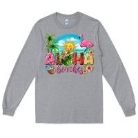 Heather Grey aloha beaches Long Sleeve Tee - texasbilliewilder