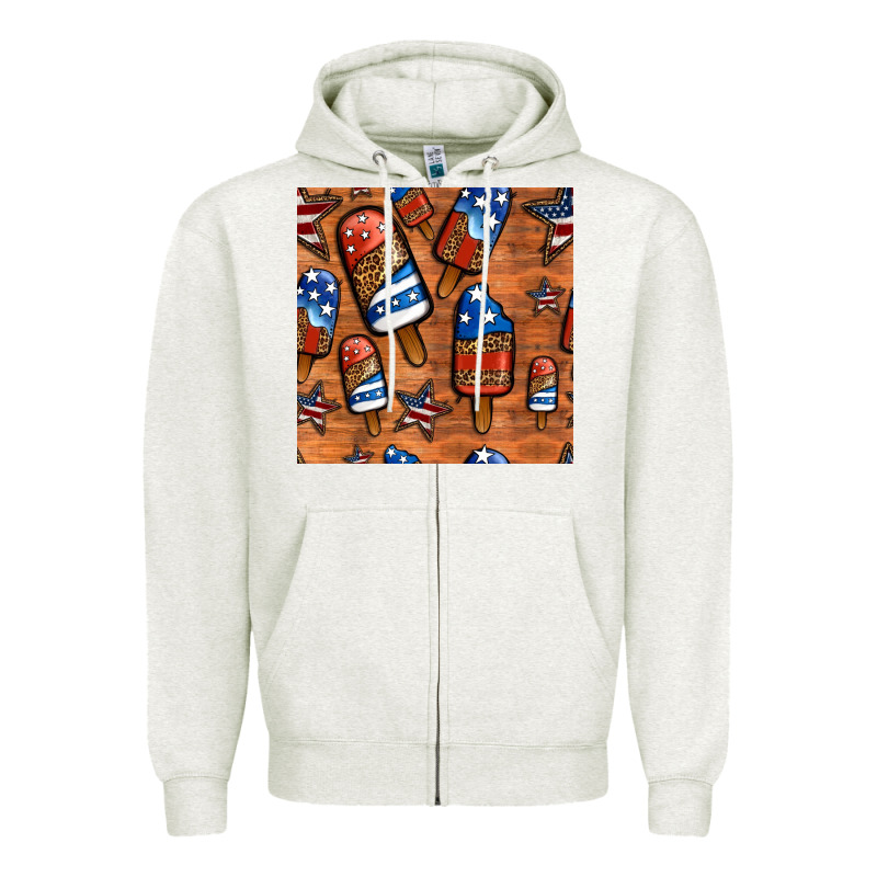Patriotic Popsicles Seamless Pattern Zipper Hoodie by HRA Design Shop | Teevron