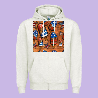 Patriotic Popsicles Seamless Pattern Zipper Hoodie Designed By Hra Design Shop
