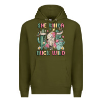 Army Green she kinda buck wild Premium Hoodie - MaliasSmallBusiness
