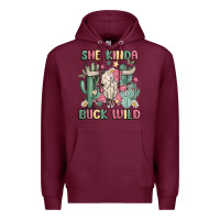 Burgundy she kinda buck wild Premium Hoodie - MaliasSmallBusiness