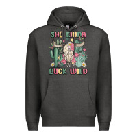 Charcoal Heather she kinda buck wild Premium Hoodie - MaliasSmallBusiness
