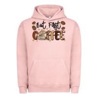 Pigment Salmon but first coffee Urban Hoodie - MaliasSmallBusiness