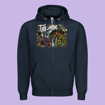 Texas Zipper Hoodie Designed By Sublimationcraftshop