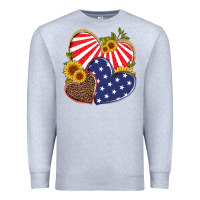 Heather Grey america heart and sunflower Premium Sweatshirt - Artiststas