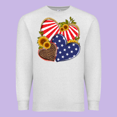 America Heart And Sunflower Premium Sweatshirt Designed By Artiststas