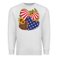 Oatmeal Heather america heart and sunflower Premium Sweatshirt - Artiststas