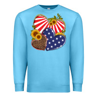 Ocean Blue america heart and sunflower Premium Sweatshirt - Artiststas