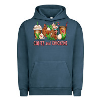 Pigment Midnight Navy chicken   coffee cups Urban Hoodie - MaliasSmallBusiness