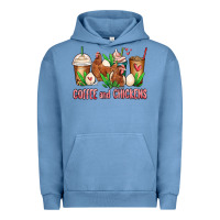Pigment Pebble Blue chicken   coffee cups Urban Hoodie - MaliasSmallBusiness
