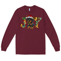 Burgundy dachshund puppy christmas joy Long Sleeve Tee - RanaPortraitStore
