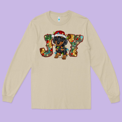 Dachshund Puppy Christmas Joy Long Sleeve Tee Designed By Ranaportraitstore