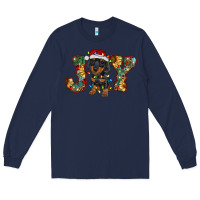Navy dachshund puppy christmas joy Long Sleeve Tee - RanaPortraitStore