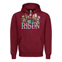 Burgundy He is risen Easter Day Zipper Hoodie - CowGirlArtShop