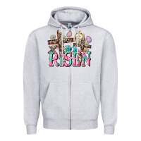 Heather Grey He is risen Easter Day Zipper Hoodie - CowGirlArtShop