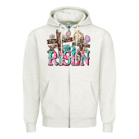 Oatmeal Heather He is risen Easter Day Zipper Hoodie - CowGirlArtShop