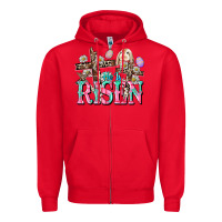 Red He is risen Easter Day Zipper Hoodie - CowGirlArtShop