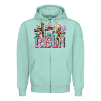 Seafoam He is risen Easter Day Zipper Hoodie - CowGirlArtShop