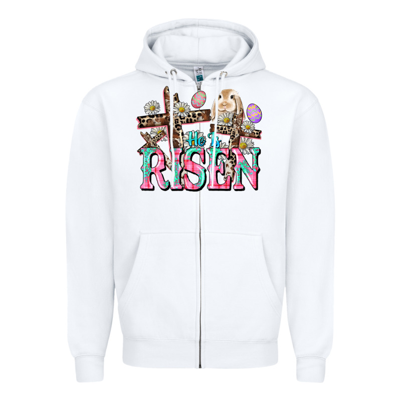 He Is Risen Easter Day Zipper Hoodie by CowGirlArtShop | Teevron