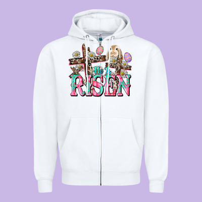 He Is Risen Easter Day Zipper Hoodie Designed By Cowgirlartshop