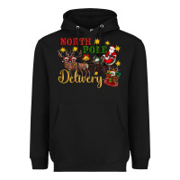 Black North Pole Delivery Santa Sleigh Heavyweight Hoodie - Artiststas