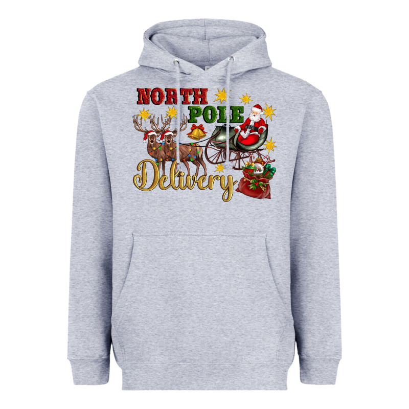 North Pole Delivery Santa Sleigh Heavyweight Hoodie by Artiststas | Teevron