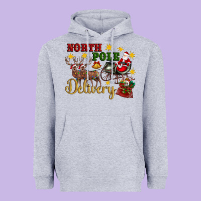 North Pole Delivery Santa Sleigh Heavyweight Hoodie Designed By Artiststas