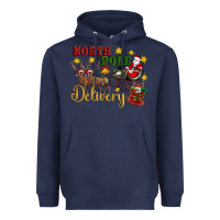 Navy North Pole Delivery Santa Sleigh Heavyweight Hoodie - Artiststas