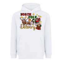 White North Pole Delivery Santa Sleigh Heavyweight Hoodie - Artiststas
